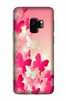 White Pick Butterflies Case for Galaxy S9