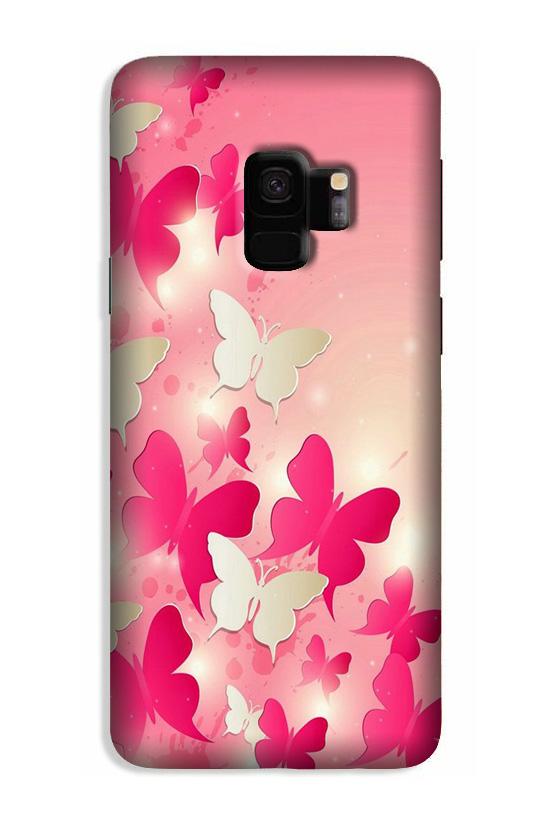 White Pick Butterflies Case for Galaxy S9