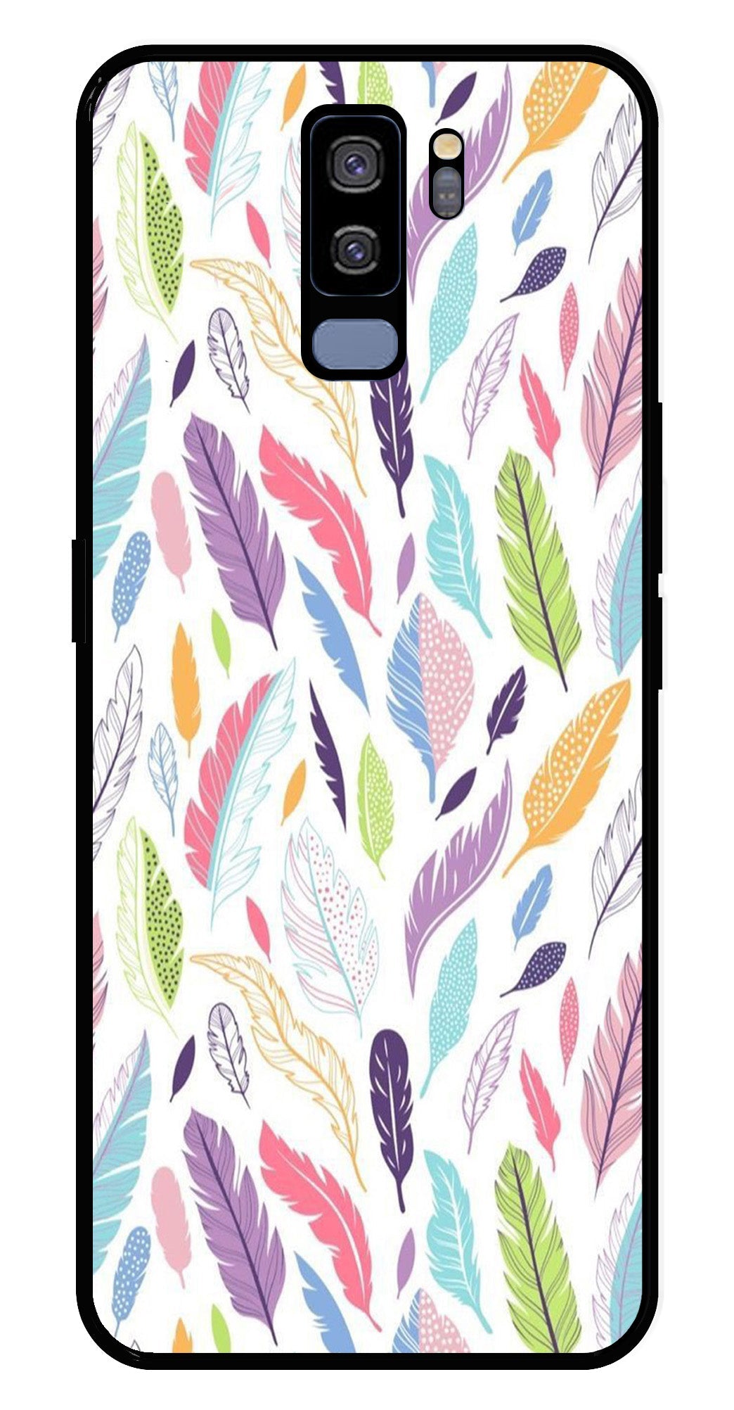Colorful Feathers Metal Mobile Case for Samsung Galaxy S9 Plus   (Design No -06)