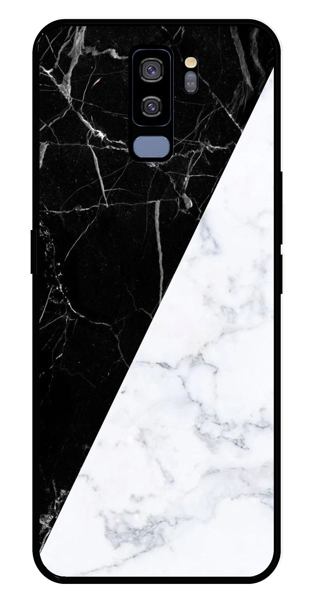 Black White Marble Design Metal Mobile Case for Samsung Galaxy S9 Plus   (Design No -09)