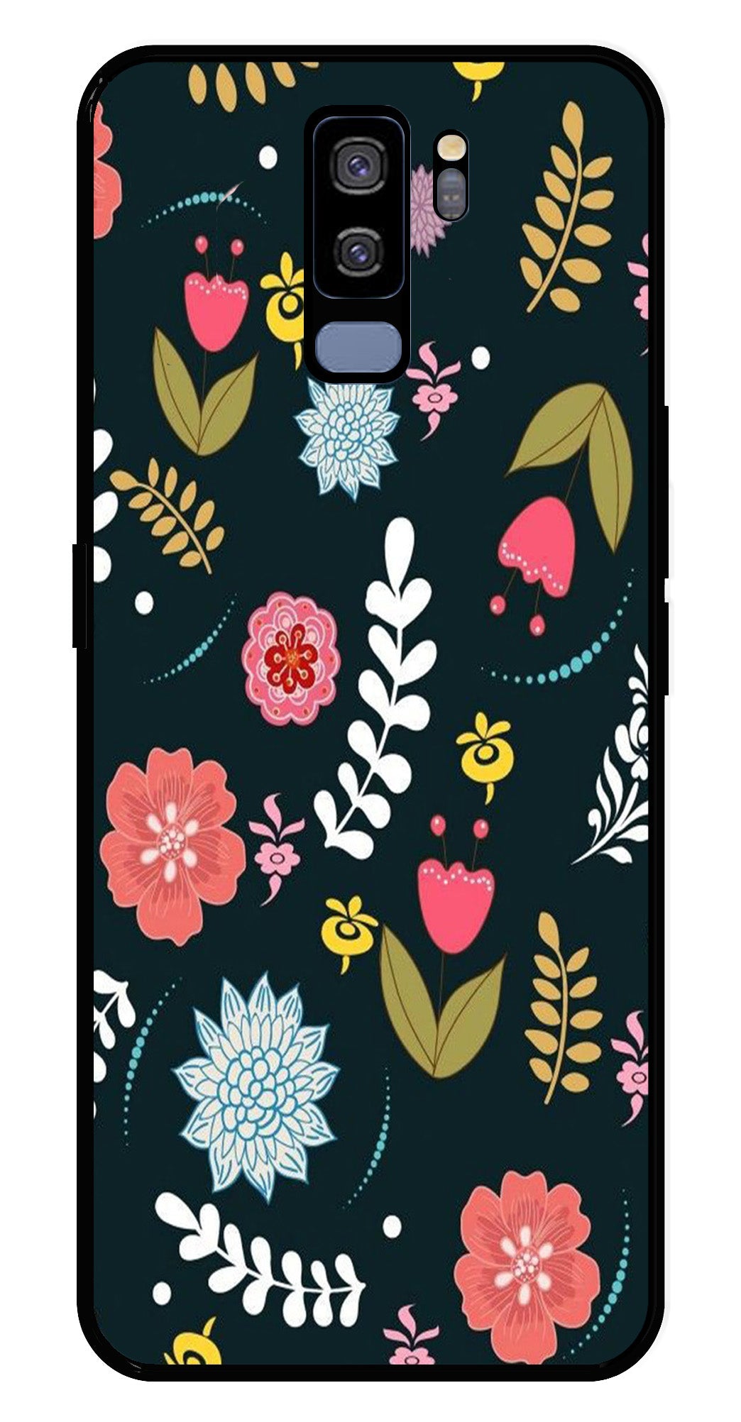 Floral Pattern2 Metal Mobile Case for Samsung Galaxy S9 Plus   (Design No -12)