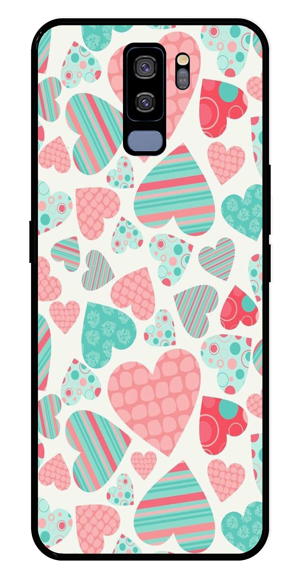 Hearts Pattern Metal Mobile Case for Samsung Galaxy S9 Plus   (Design No -22)