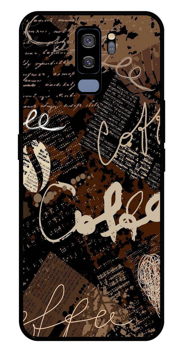 Coffee Pattern Metal Mobile Case for Samsung Galaxy S9 Plus   (Design No -37)