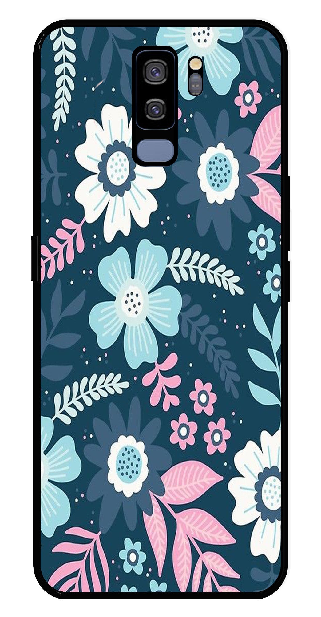 Flower Leaves Design Metal Mobile Case for Samsung Galaxy S9 Plus   (Design No -50)