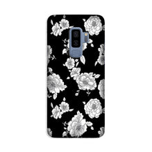 White flowers Black Background Case for Galaxy S9 Plus