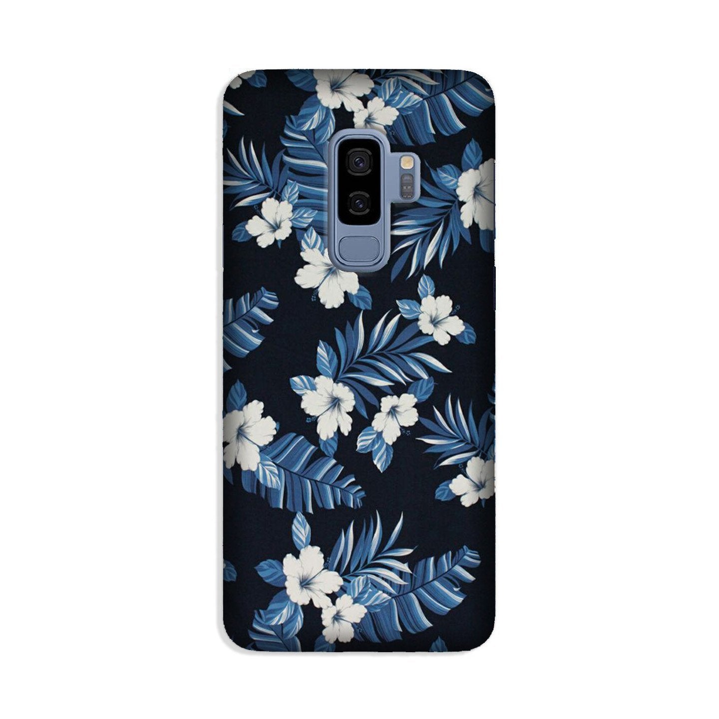 White flowers Blue Background2 Case for Galaxy S9 Plus