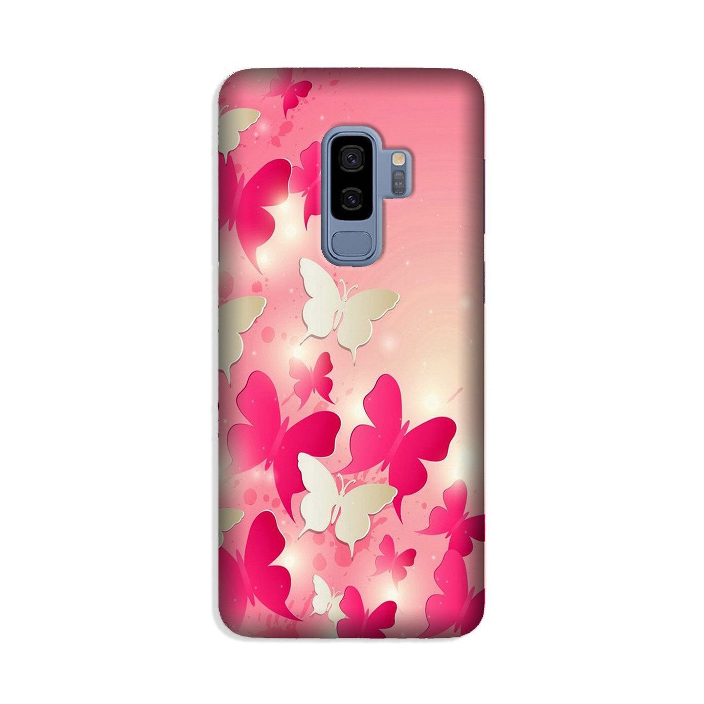 White Pick Butterflies Case for Galaxy S9 Plus