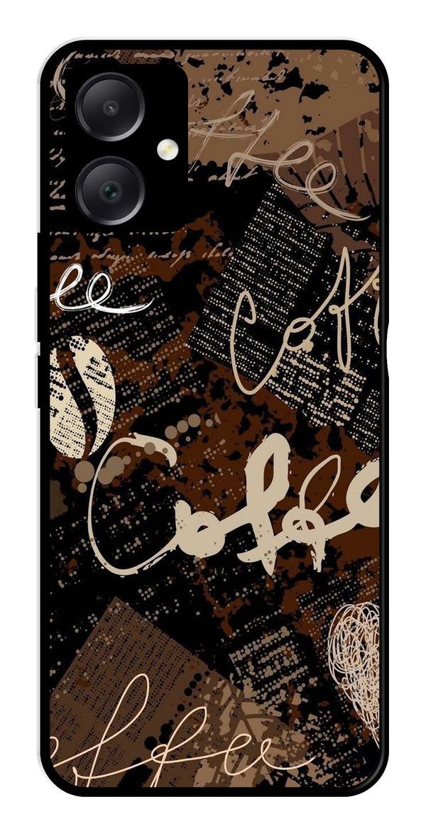Coffee Pattern Metal Mobile Case for Samsung Galaxy A05   (Design No -37)