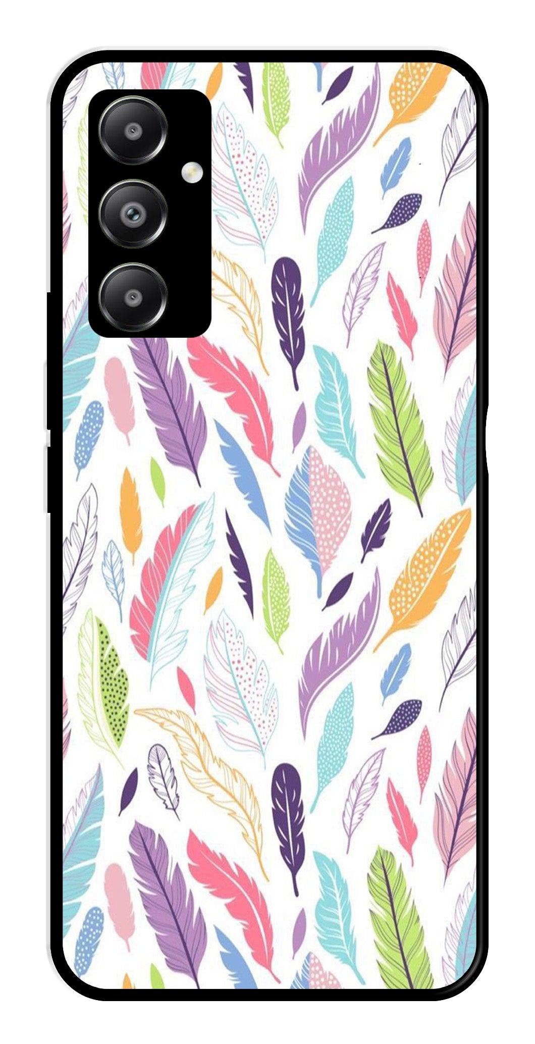 Colorful Feathers Metal Mobile Case for Samsung Galaxy A05s   (Design No -06)