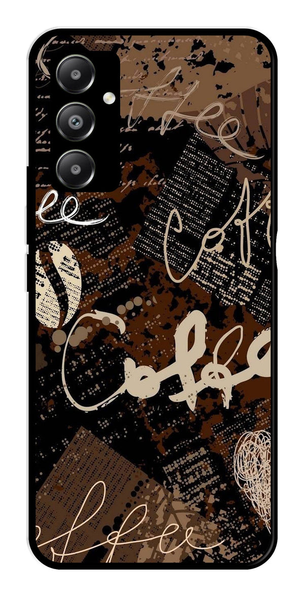 Coffee Pattern Metal Mobile Case for Samsung Galaxy A05s   (Design No -37)