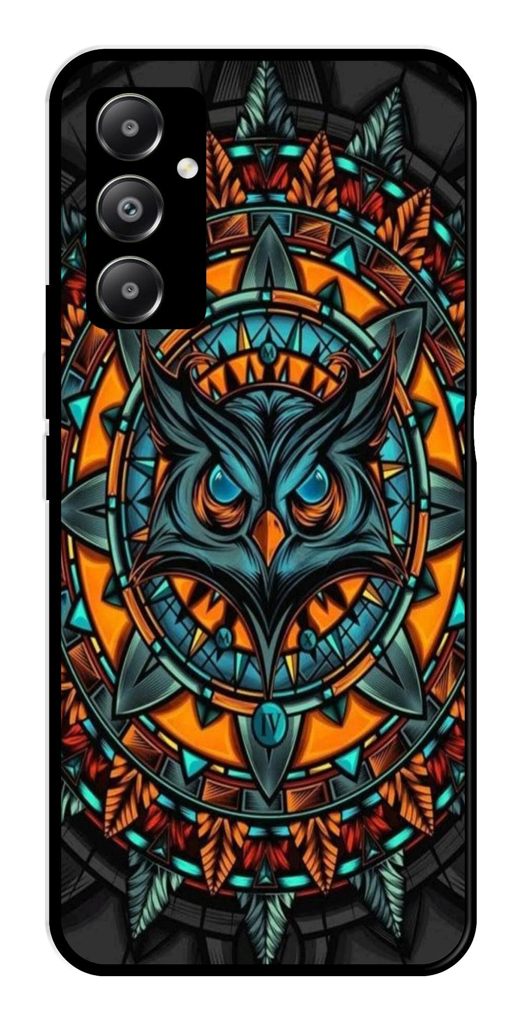 Owl Pattern Metal Mobile Case for Samsung Galaxy A05s   (Design No -42)