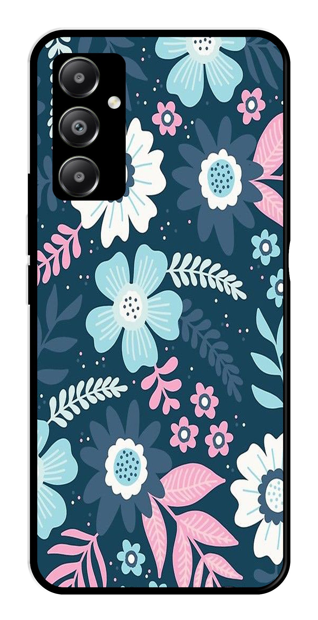 Flower Leaves Design Metal Mobile Case for Samsung Galaxy A05s   (Design No -50)