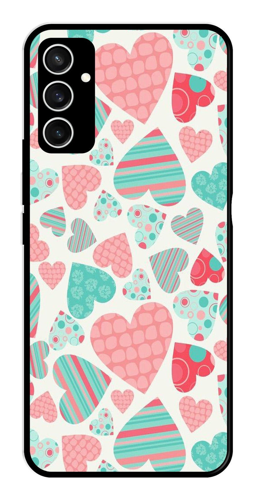Hearts Pattern Metal Mobile Case for Samsung Galaxy S23 FE   (Design No -22)