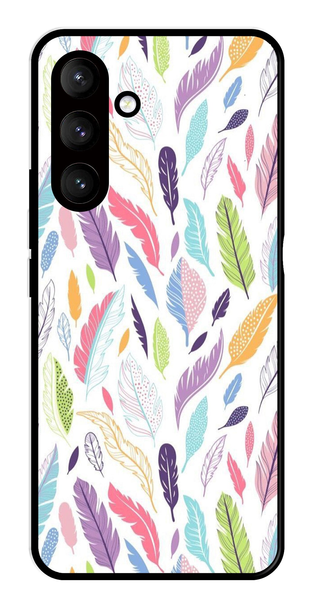 Colorful Feathers Metal Mobile Case for Samsung Galaxy S24 5G   (Design No -06)