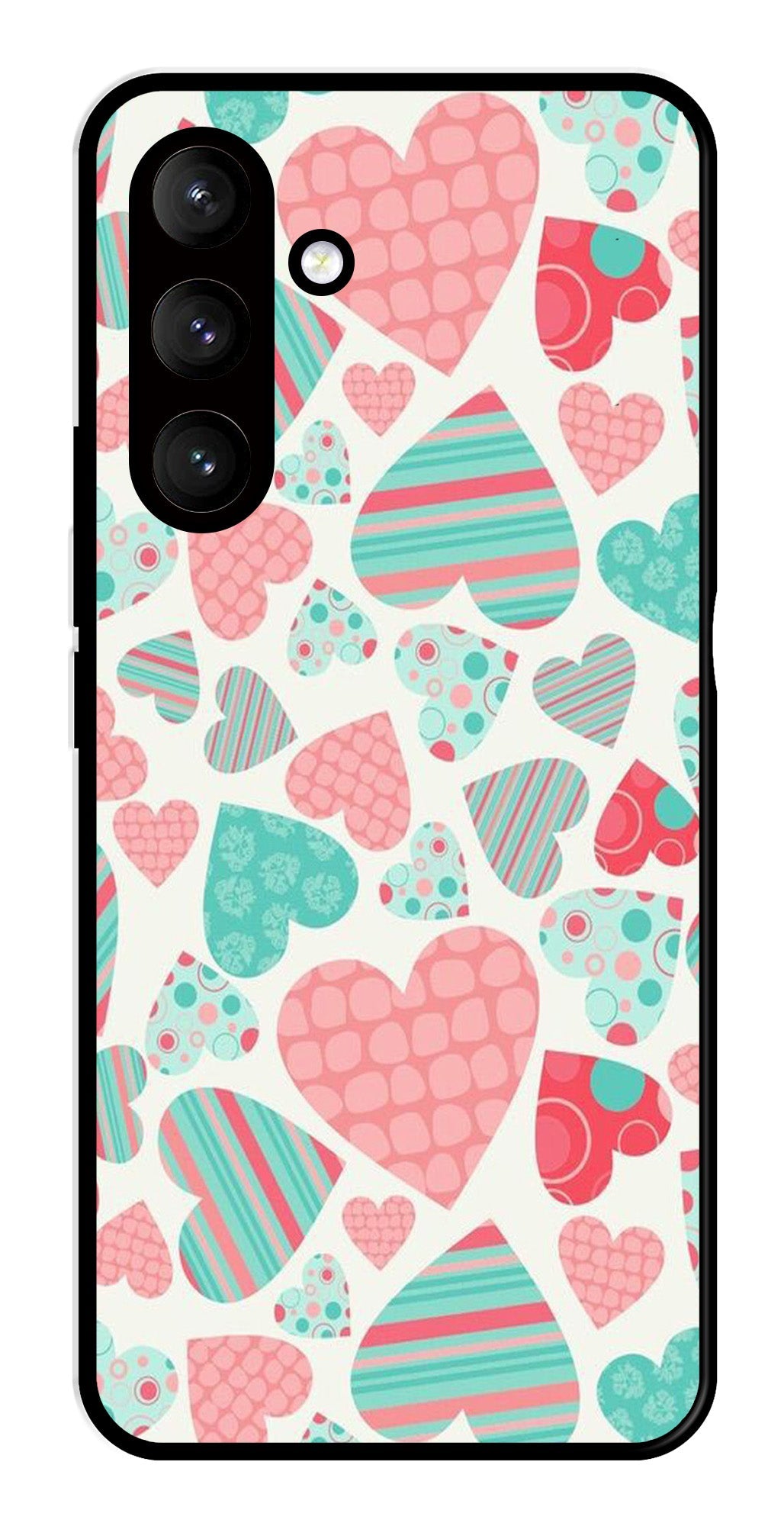 Hearts Pattern Metal Mobile Case for Samsung Galaxy S24 5G   (Design No -22)