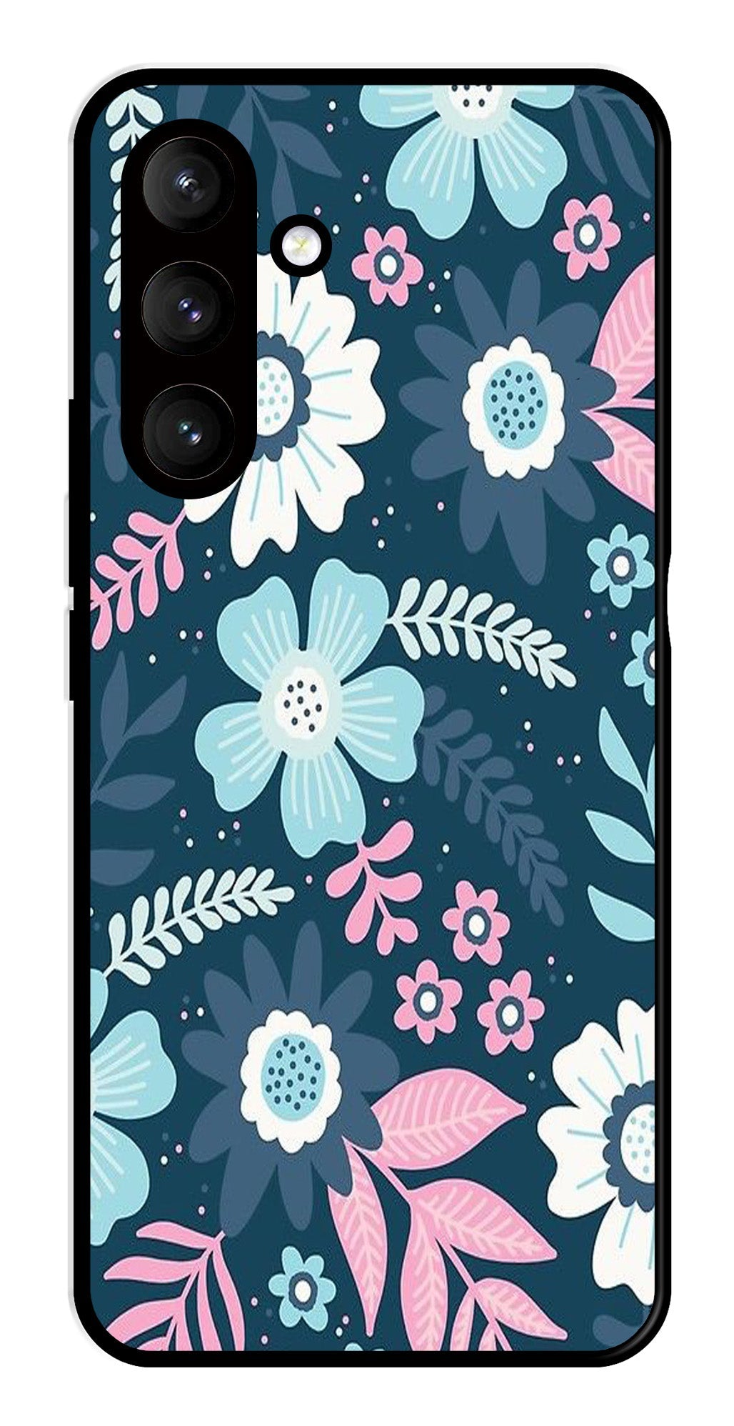 Flower Leaves Design Metal Mobile Case for Samsung Galaxy S24 5G   (Design No -50)