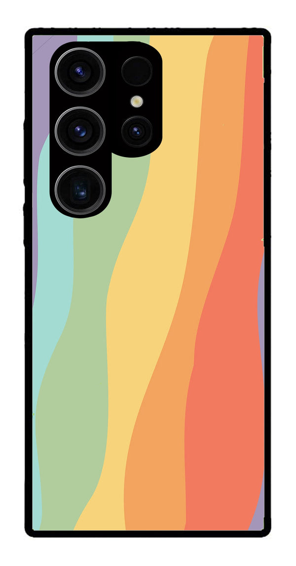 Muted Rainbow Metal Mobile Case for Samsung Galaxy S24 Ultra 5G   (Design No -02)