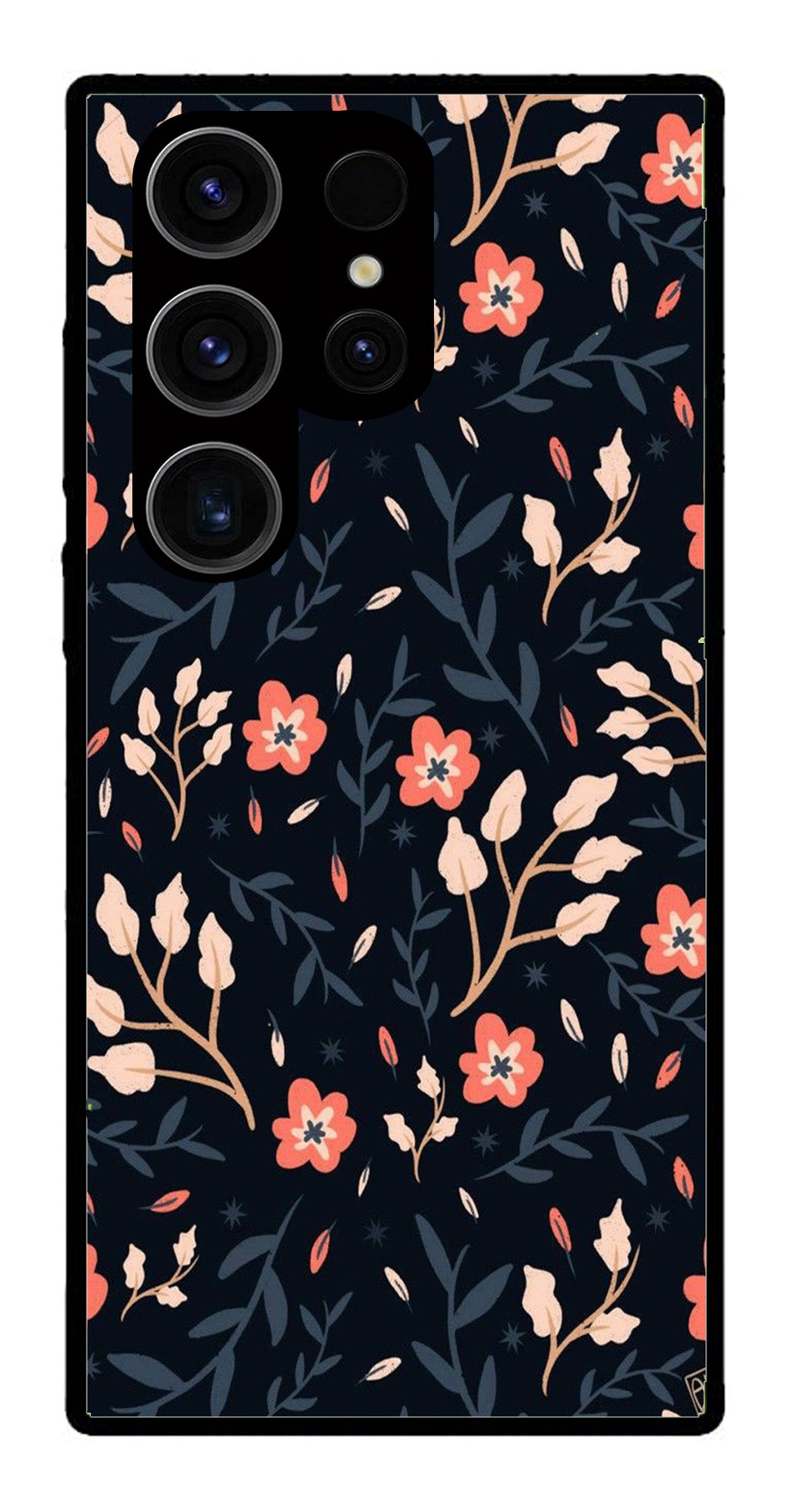Floral Pattern Metal Mobile Case for Samsung Galaxy S24 Ultra 5G   (Design No -10)