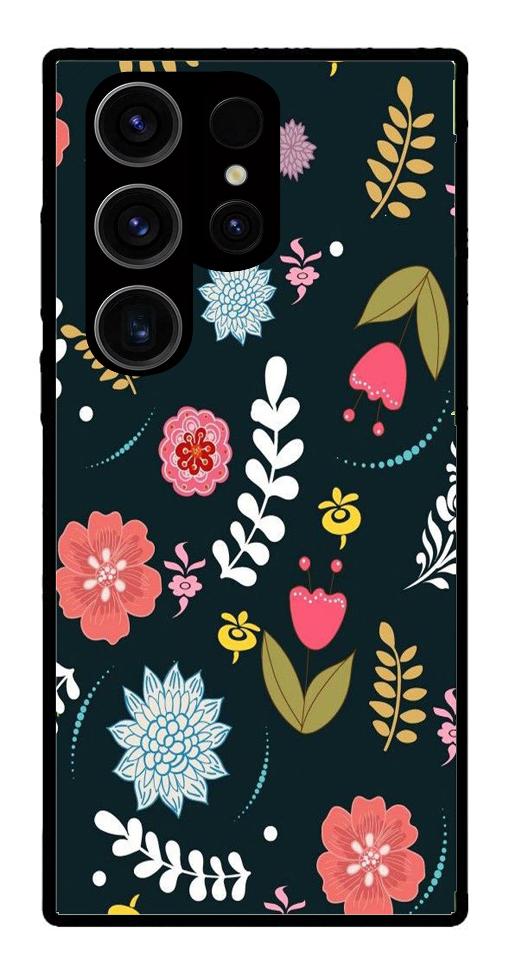 Floral Pattern2 Metal Mobile Case for Samsung Galaxy S24 Ultra 5G   (Design No -12)