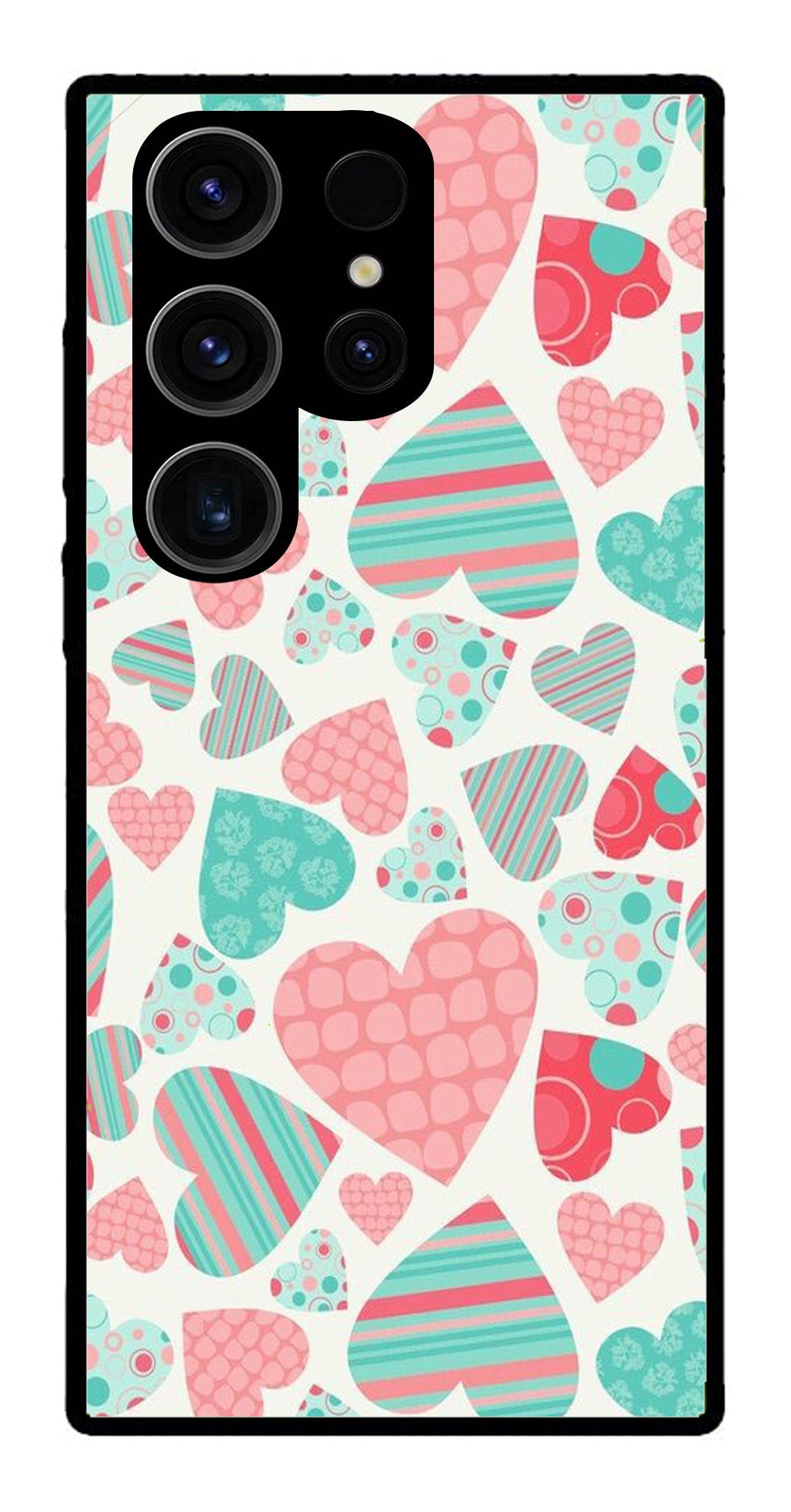 Hearts Pattern Metal Mobile Case for Samsung Galaxy S24 Ultra 5G   (Design No -22)