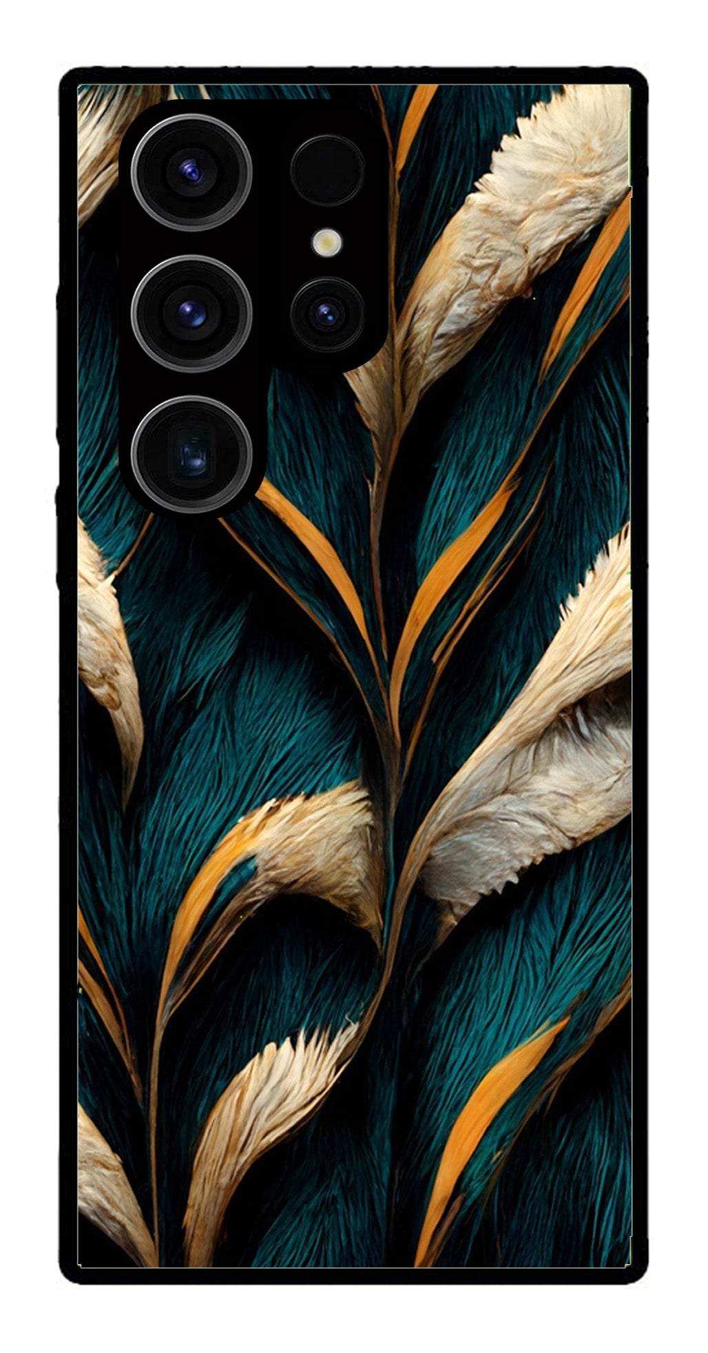 Feathers Metal Mobile Case for Samsung Galaxy S24 Ultra 5G   (Design No -30)