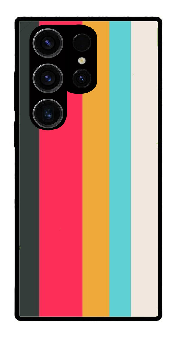 Muted Rainbow Metal Mobile Case for Samsung Galaxy S24 Ultra 5G   (Design No -31)