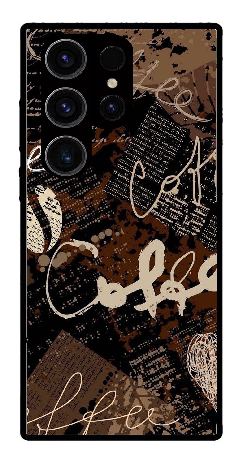 Coffee Pattern Metal Mobile Case for Samsung Galaxy S24 Ultra 5G   (Design No -37)