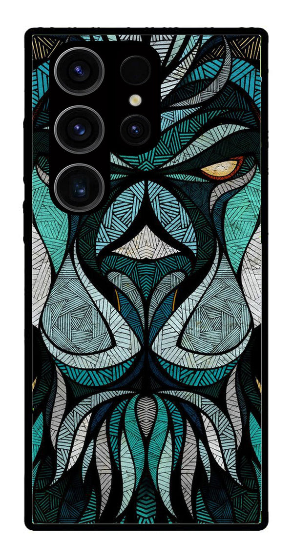 Lion Pattern Metal Mobile Case for Samsung Galaxy S24 Ultra 5G   (Design No -40)