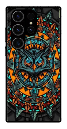 Owl Pattern Metal Mobile Case for Samsung Galaxy S24 Ultra 5G