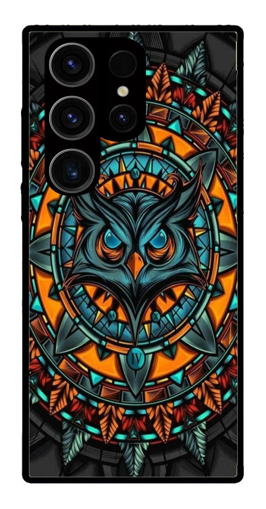 Owl Pattern Metal Mobile Case for Samsung Galaxy S24 Ultra 5G   (Design No -42)