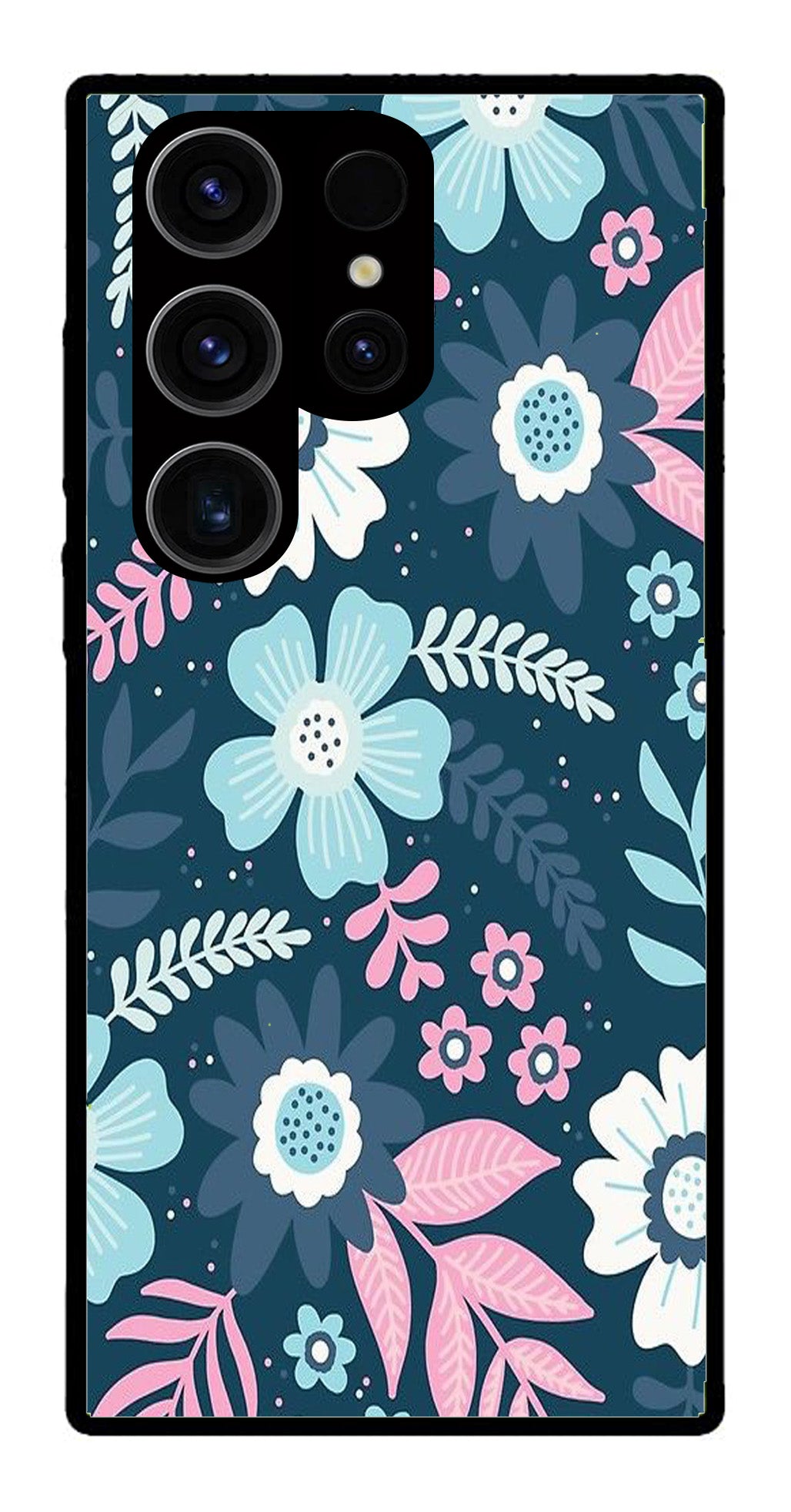 Flower Leaves Design Metal Mobile Case for Samsung Galaxy S24 Ultra 5G   (Design No -50)