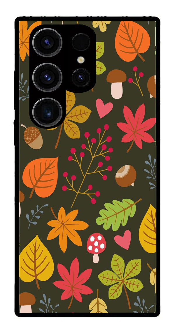 Leaves Design Metal Mobile Case for Samsung Galaxy S24 Ultra 5G   (Design No -51)