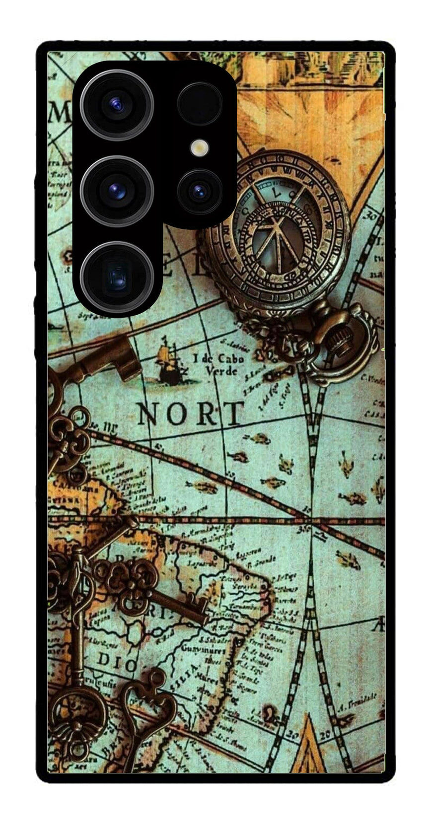 Map Design Metal Mobile Case for Samsung Galaxy S24 Ultra 5G   (Design No -54)