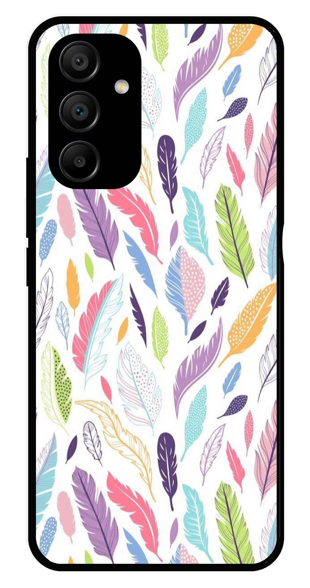 Colorful Feathers Metal Mobile Case for Samsung Galaxy A25 5G   (Design No -06)