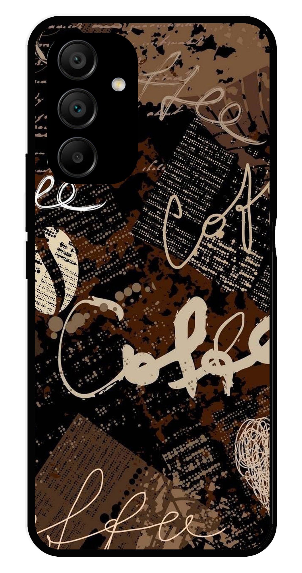 Coffee Pattern Metal Mobile Case for Samsung Galaxy A25 5G   (Design No -37)