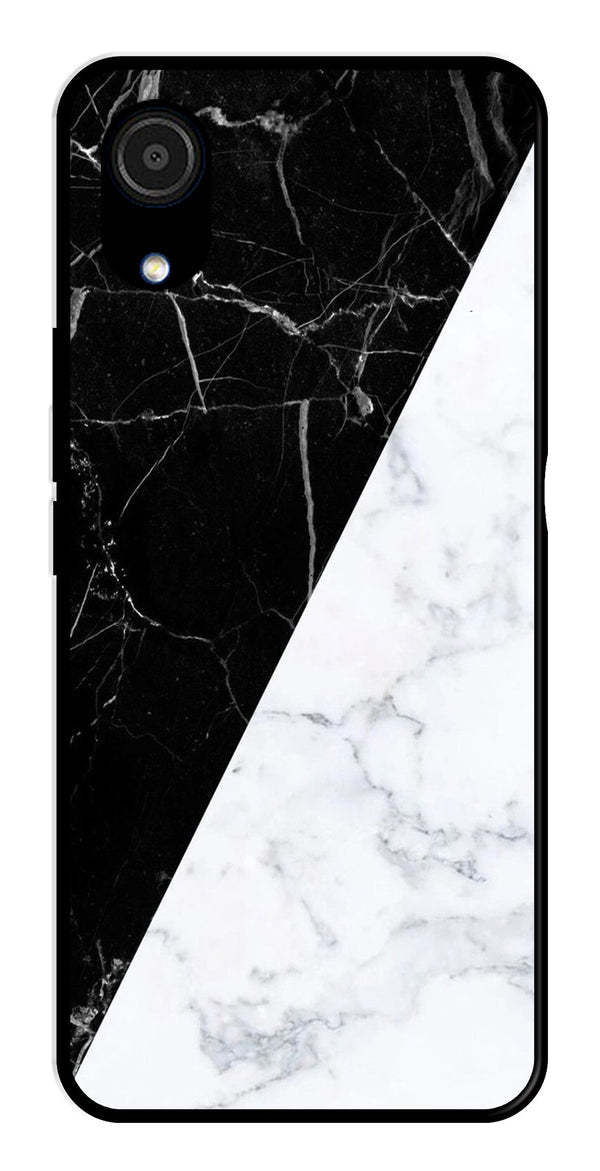 Black White Marble Design Metal Mobile Case for Samsung Galaxy A03 Core   (Design No -09)
