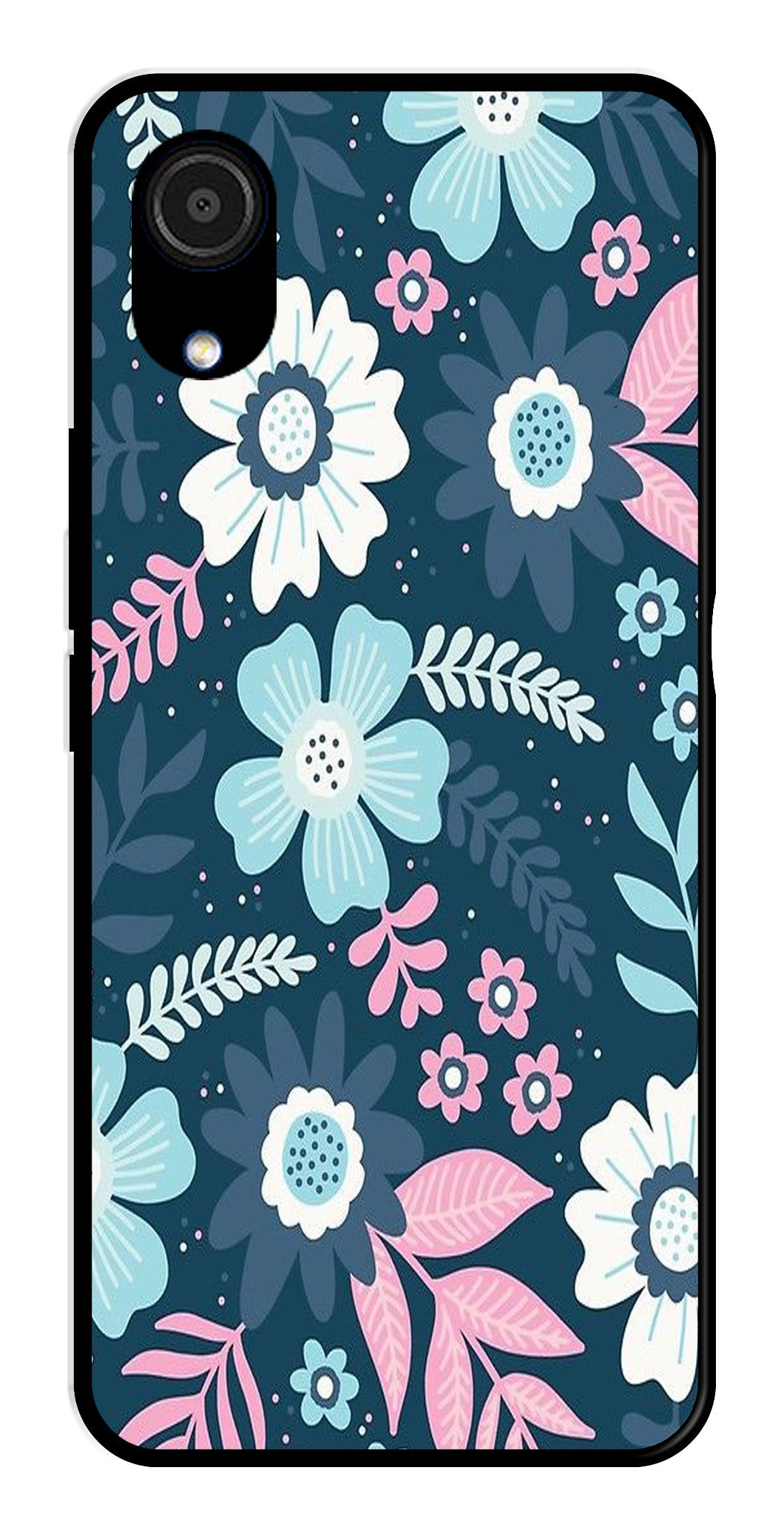 Flower Leaves Design Metal Mobile Case for Samsung Galaxy A03 Core   (Design No -50)