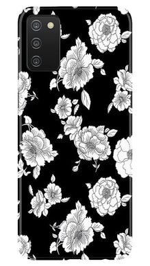 White flowers Black Background Mobile Back Case for Samsung Galaxy A03s (Design - 9)