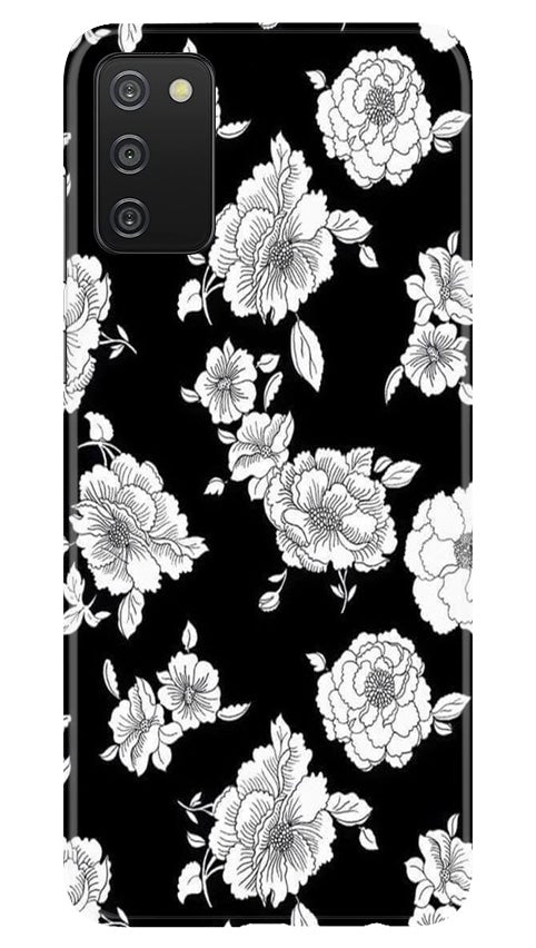 White flowers Black Background Case for Samsung Galaxy A03s