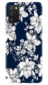 White flowers Blue Background Case for Samsung Galaxy A03s