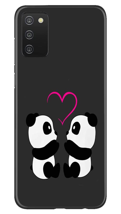 Panda Love Mobile Back Case for Samsung Galaxy A03s (Design - 398)