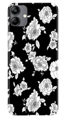 White flowers Black Background Mobile Back Case for Samsung Galaxy A04 (Design - 9)