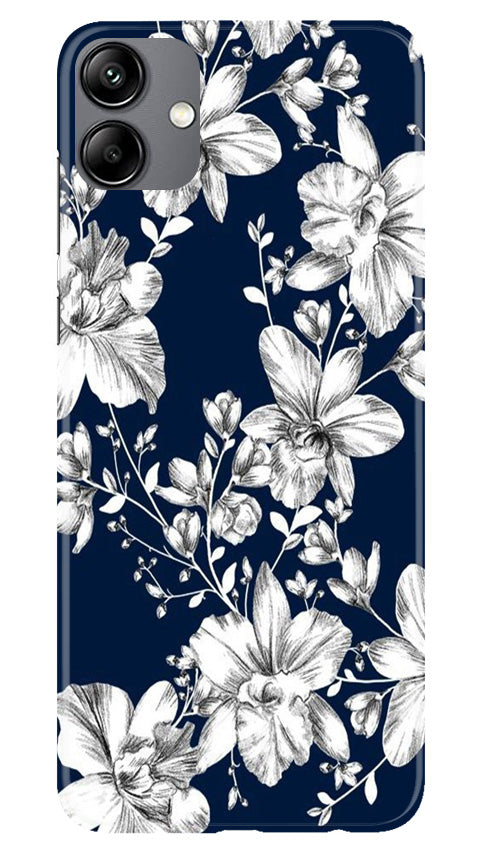 White flowers Blue Background Case for Samsung Galaxy A04