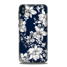 White flowers Blue Background Case for Samsung Galaxy M10