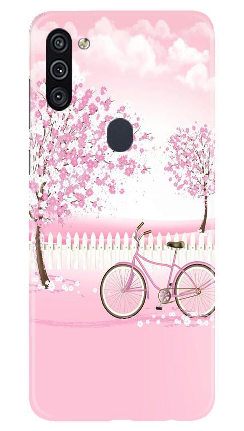 Pink Flowers Cycle Case for Samsung Galaxy A11  (Design - 102)
