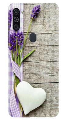 White Heart Mobile Back Case for Samsung Galaxy A11 (Design - 298)