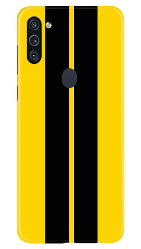 Black Yellow Pattern Mobile Back Case for Samsung Galaxy A11 (Design - 377)