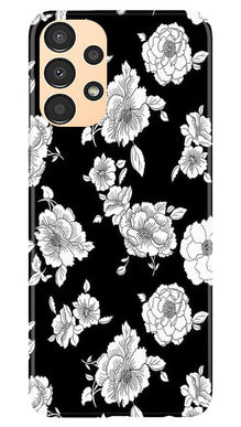 White flowers Black Background Mobile Back Case for Samsung Galaxy A13 (Design - 9)