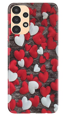 Red White Hearts Mobile Back Case for Samsung Galaxy A13  (Design - 105)
