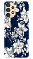 White flowers Blue Background Case for Samsung Galaxy A13